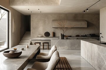 Minimalist Textures with Smooth Finishes and Warm Accents


