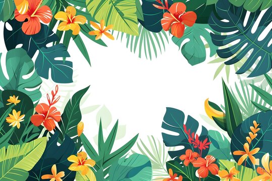 Summer tropical colorful theme frame graphic asset