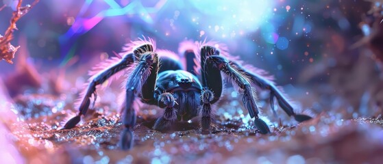 A cute charismatic closeup of a tarantula in a space suit