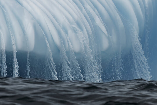Icefall, water running off an iceberg, Antarctica, Polar Regions