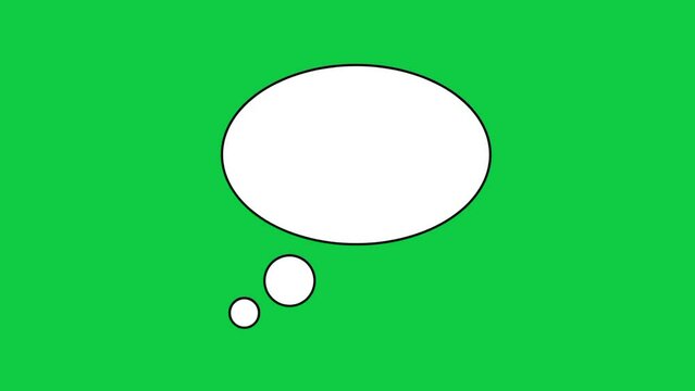 White text speech bubble isolated on green screen background animation video.