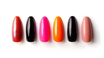 Fototapeta premium Colorful Nail Polish Arrangement on Isolated Background