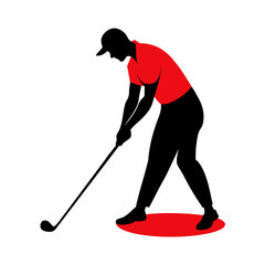 Golf player vector silhouette on a white background