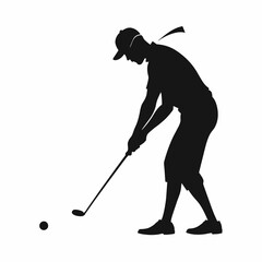 Golf player vector silhouette on a white background