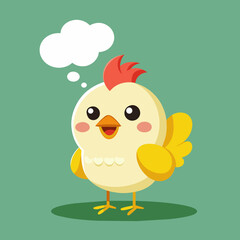 Little smiling chicken with a thought bubble above her head vector illustration 