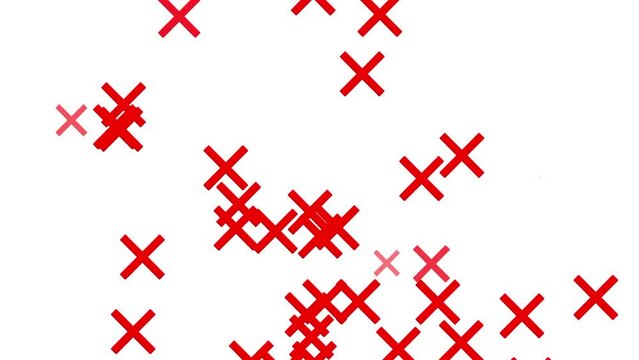 Red cross pattern x sign icon on white background. Wrong cross isolated animation video.