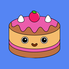 Funny cute cake vector illustration 