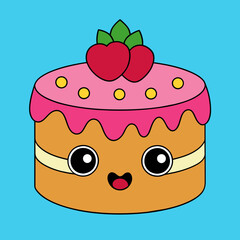 Funny cute cake vector illustration 