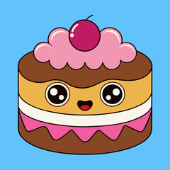 Funny cute cake vector illustration 
