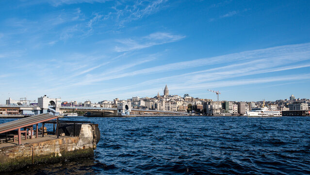 Cityscape of Beyoglu, a municipality and district on the European side, separated from the old city (historic peninsula of Constantinople) by the Golden Horn, Istanbul, Turkey