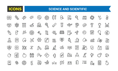 Science and scientific activity icon set. minimal line web icon set. Editable vector icon and illustration.