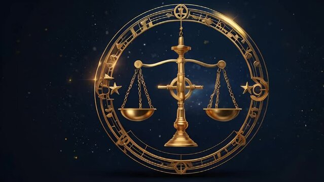 Zodiac sign Libra golden on a dark background horoscope