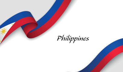 Curved ribbon with fllag of Philippines on white background