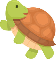 Cheerful and playful cartoon turtle illustration with a smiling and happy character. Featuring a cute and adorable wildlife tortoise in a colorful and bright design. Conservation