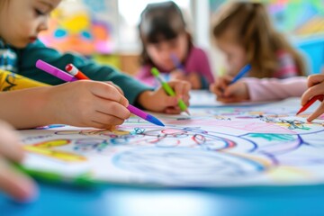 Naklejka premium Activities within the kindergarten classroom