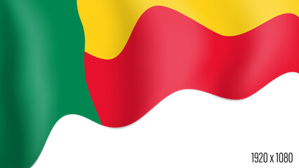 Benin country flag realistic independence day background. Benin commonwealth banner in motion waving, fluttering in wind. Festive patriotic HD format template for independence day