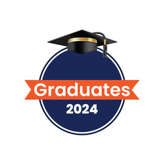 Graduation label. Class of 2024 congratulations graduates