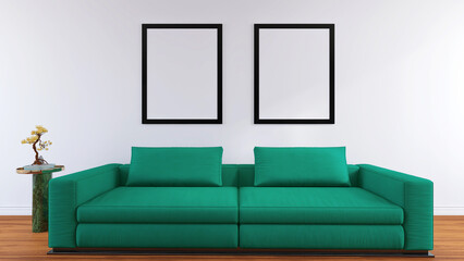 Living Room Interior Mockup of a Wall Poster Frame with Modern and Beautiful Design