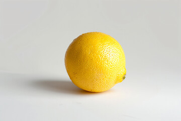 a lemon sitting on a white surface