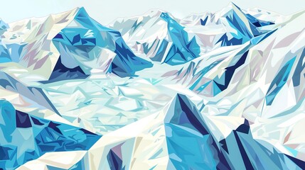 Mountain ice caps poster flat design top view frozen landscapes theme water color Triadic Color Scheme 