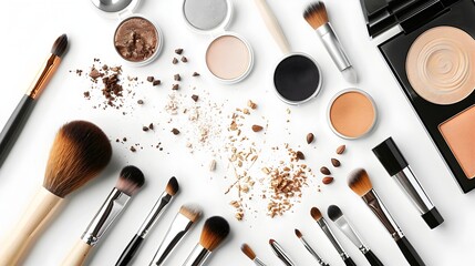 Skilled Beautician's Meticulous Makeup Application on Pristine White Background