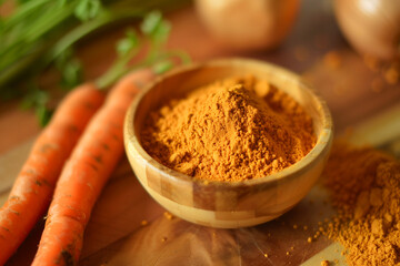 A Close-Up View of Carrot Powder, Capturing the Nutritional Bounty of This Natural Superfood	
