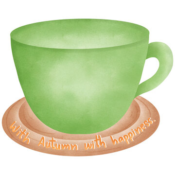mug in autumn, transparency illustration.