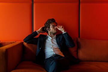 Fototapeta premium Young Executive Entrepreneur on Phone Call, Professional Urban Business Communication 
