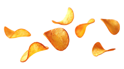 potato chips floating on the air