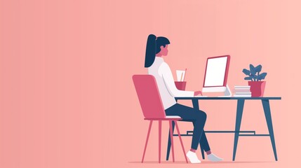 woman working on a computer