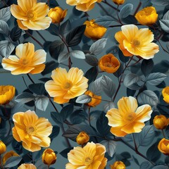 Seamless beautiful colorful flowers pattern background