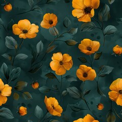 Seamless beautiful colorful flowers pattern background