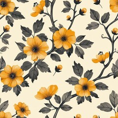 Seamless beautiful colorful flowers pattern background