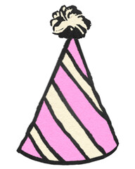 Png cone hat sticker birthday decoration vintage illustration