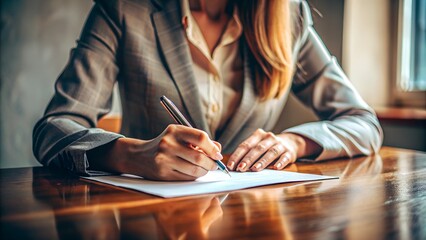 Woman's Hand Signing Contract: A Symbol of Agreement and Commitment