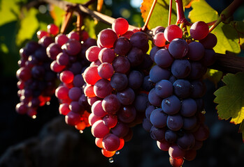 Red grapes on the vine