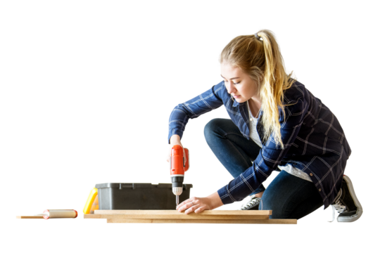 Woman png renovating the house