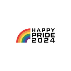  Vector Happy Pride Day month 2024 with a rainbow  logo flat design element 