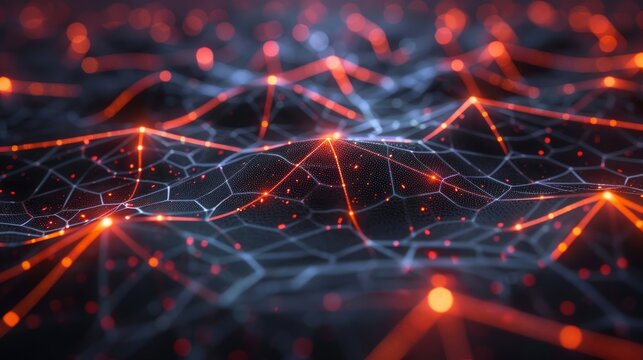 Futuristic mesh pattern, Net Zero idea, abstract network structure with glowing connections