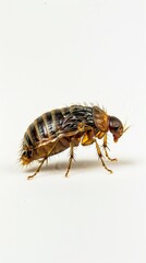 A flea in midjump on a white background 096