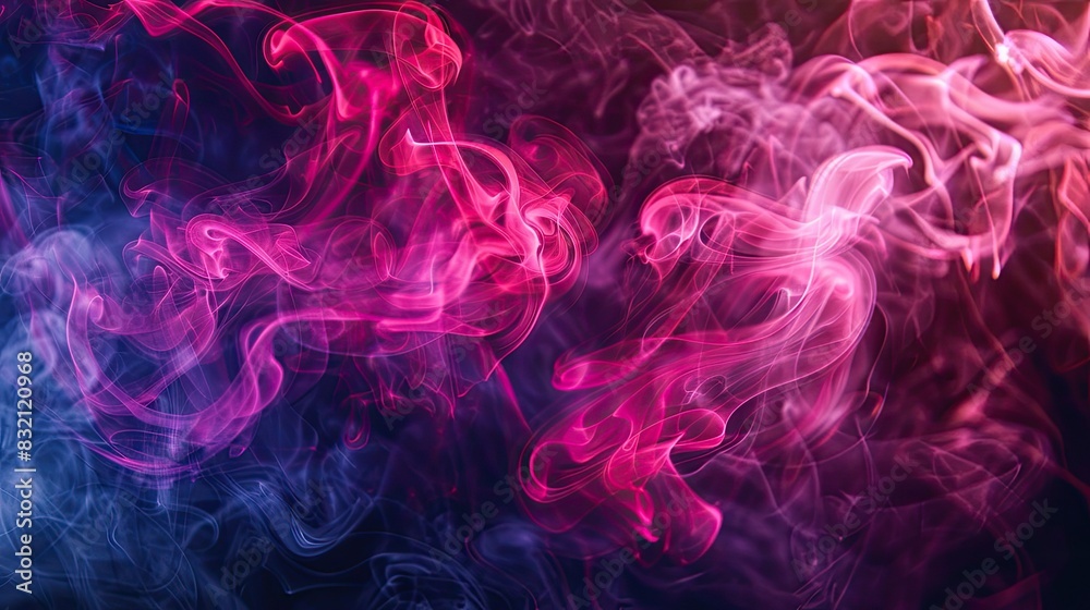 Canvas Prints Magenta smoke swirls on black background