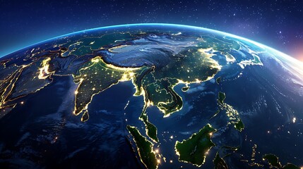 The Earth from space showing the continents of Asia and Australia.