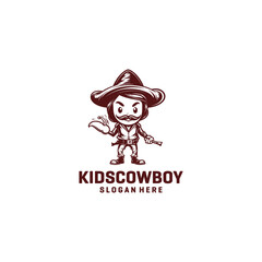 Kids cowboy logo vector illustration