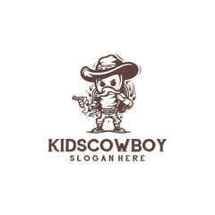 Kids cowboy logo vector illustration