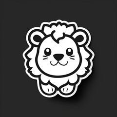Fototapeta premium Cute Lion Sticker on Black Background