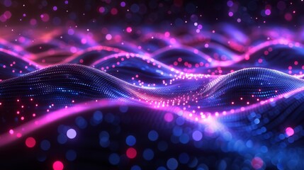 Futuristic Black Surface with Glowing Purple Lines