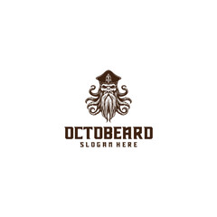 Octopus beard logo vector illustration