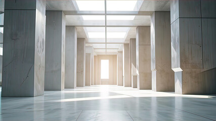 Fototapeta premium Minimalist concrete structures on concrete floor, modern architecture, background for presentation,