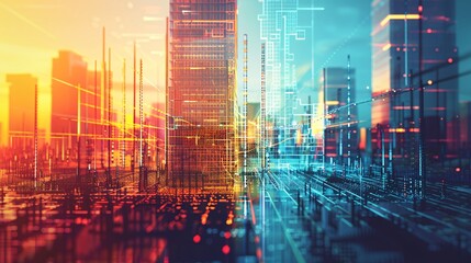 Fototapeta premium Creative digital construction background