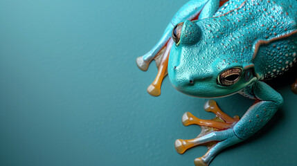 close up of blue frog